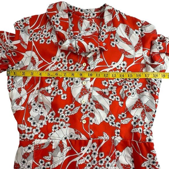 Vintage 60’s Floral Orange White Dress Size Medium 8 10 - Picture 9 of 17